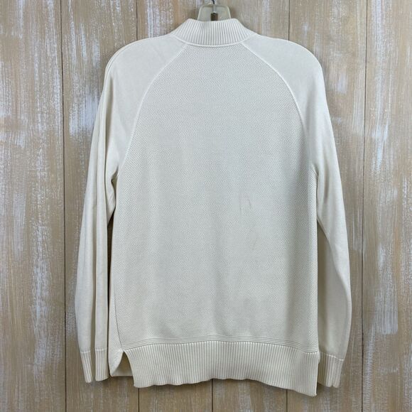 Loro Piana Women's Sweater Size 42 Cream Raglan Full-Zip Pockets Silk Blend READ - Picture 5 of 13